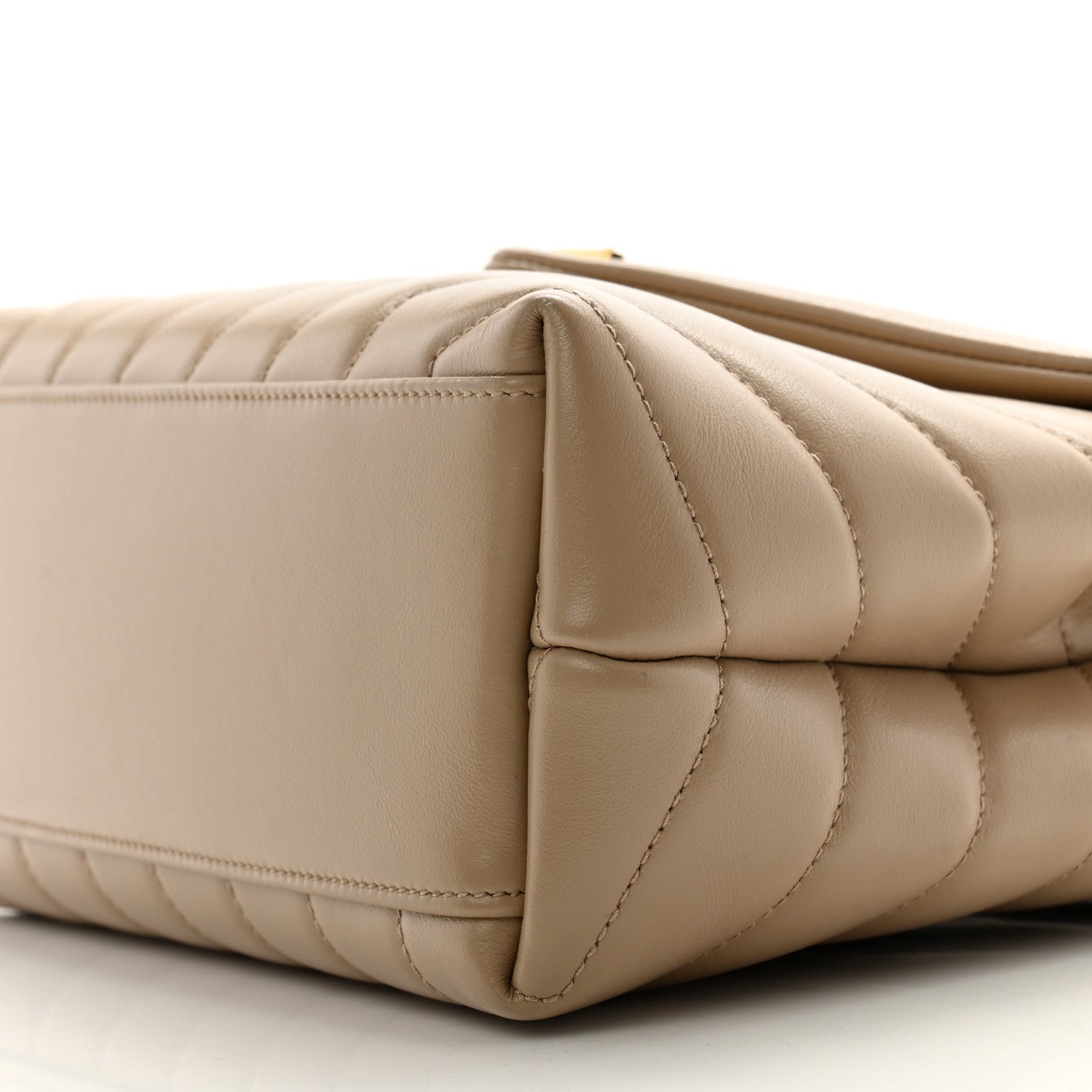 Saint Laurent Calfskin Y Quilted Monogram Small Loulou Chain Satchel Dark Beige 11 of 17