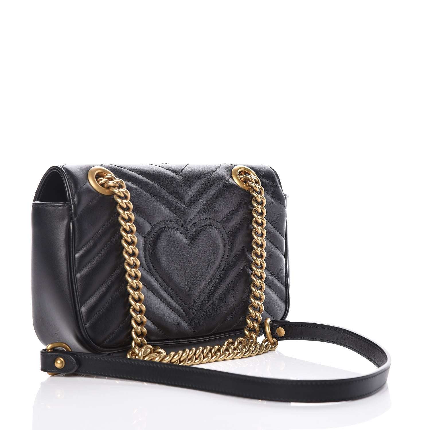 Gucci Calfskin Matelasse Mini GG Marmont Shoulder Bag Black 3 of 11