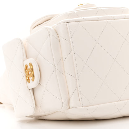 Chanel Shiny Lambskin Quilted Trendy Pockets Hobo White 9 of 11