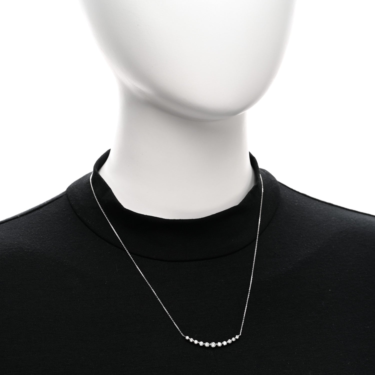 Parker & West by FASHIONPHILE 18K White Gold Diamond 1.00ctw Graduated Station Necklace 2 of 5