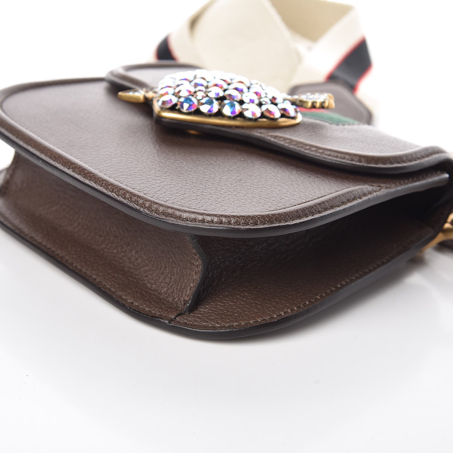 Gucci Textured Calfskin Web Crystal Heart Stripe Small Totem Shoulder Bag New Acero 9 of 12
