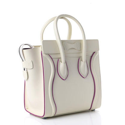 Celine Smooth Calfskin Micro Luggage White Magenta 3 of 10