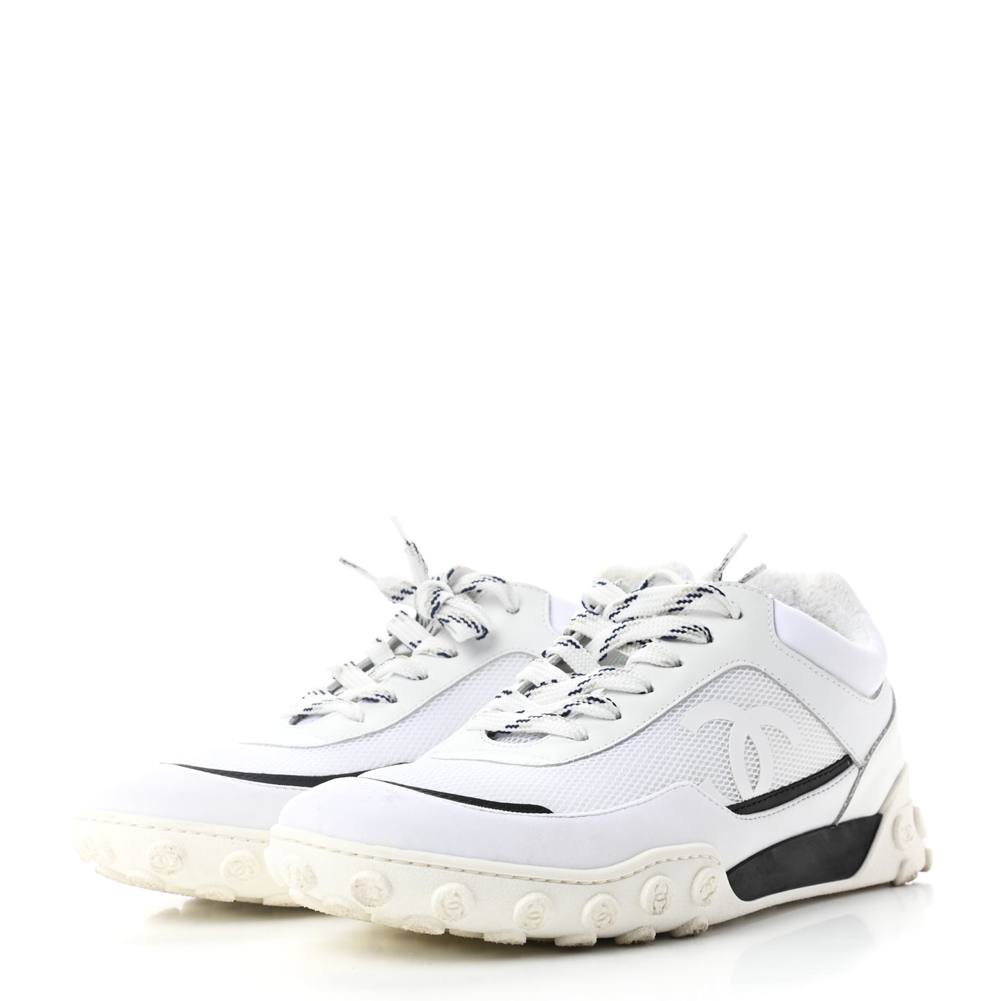 Calfskin Mesh Lycra Womens Logo Sneakers 40.5 White