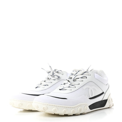 Chanel Calfskin Mesh Lycra Womens Logo Sneakers 40.5 White 3 of 8
