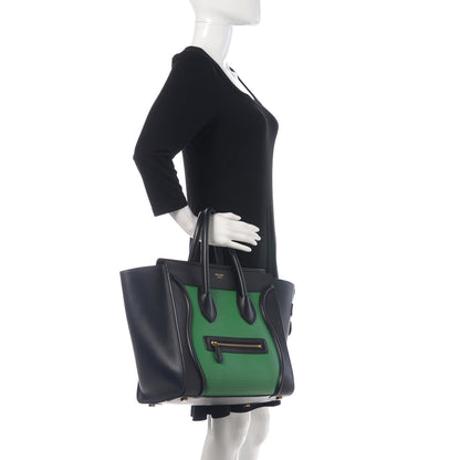 Celine Smooth Calfskin Mini Bi-Color Luggage Grass 2 of 11