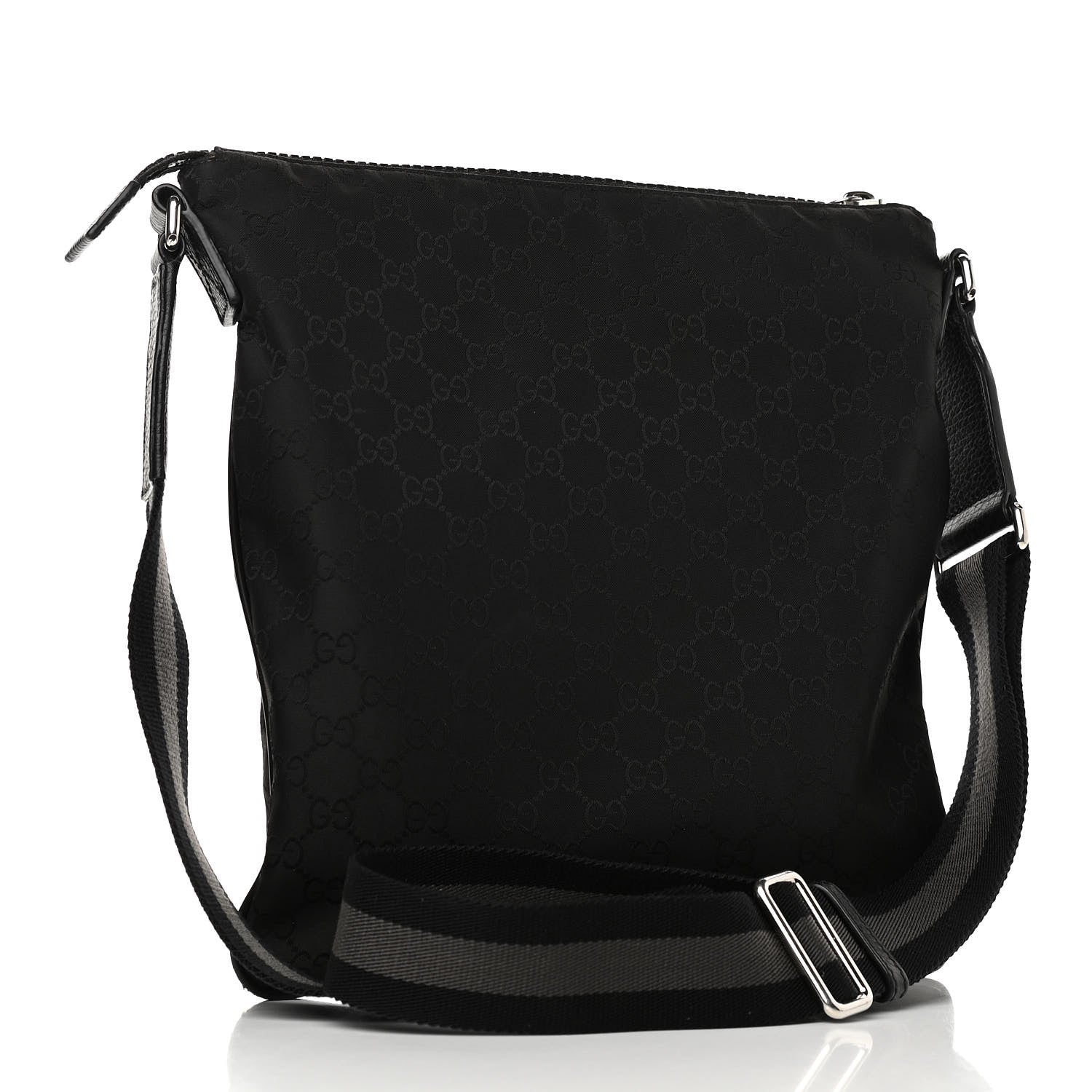 Gucci Nylon Monogram Medium Flat Messenger Bag Black 3 of 10