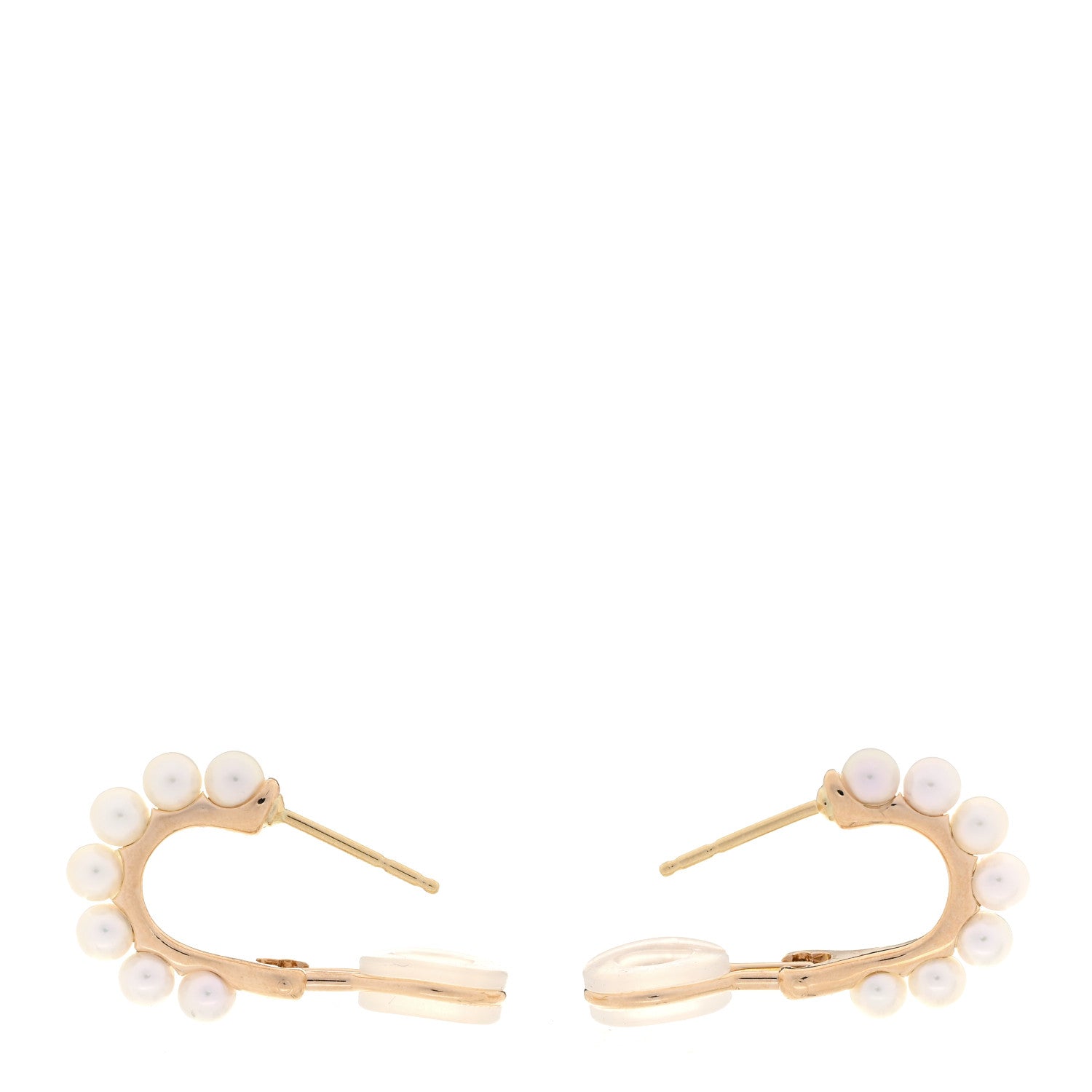 Mikimoto 18K Yellow Gold Akoya Cultured Pearl 8mm Hoop Earrings 3 of 4