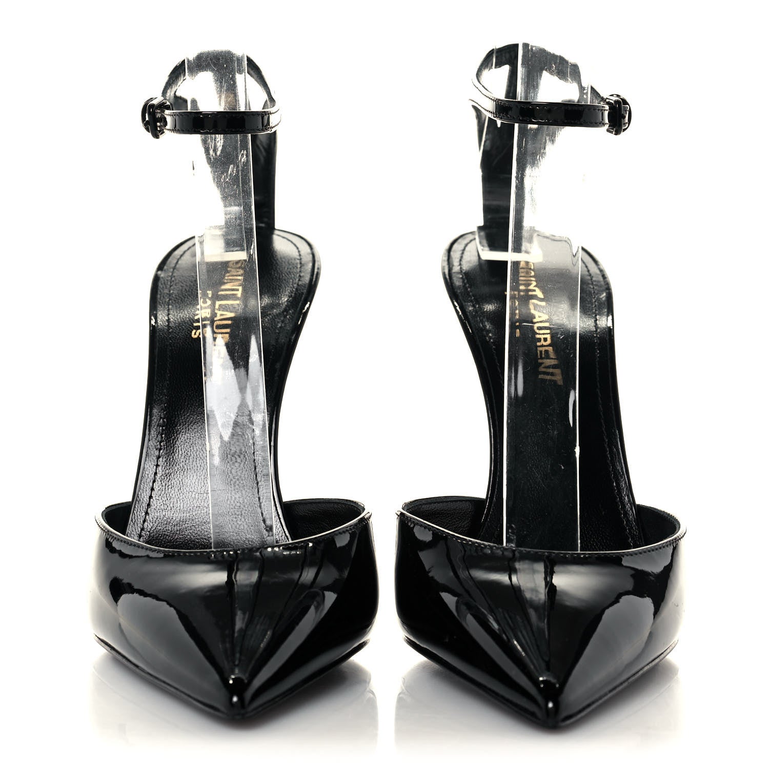 Saint Laurent Patent Calfskin Zoe 105 Ankle Strap Pumps 36 Black 2 of 9