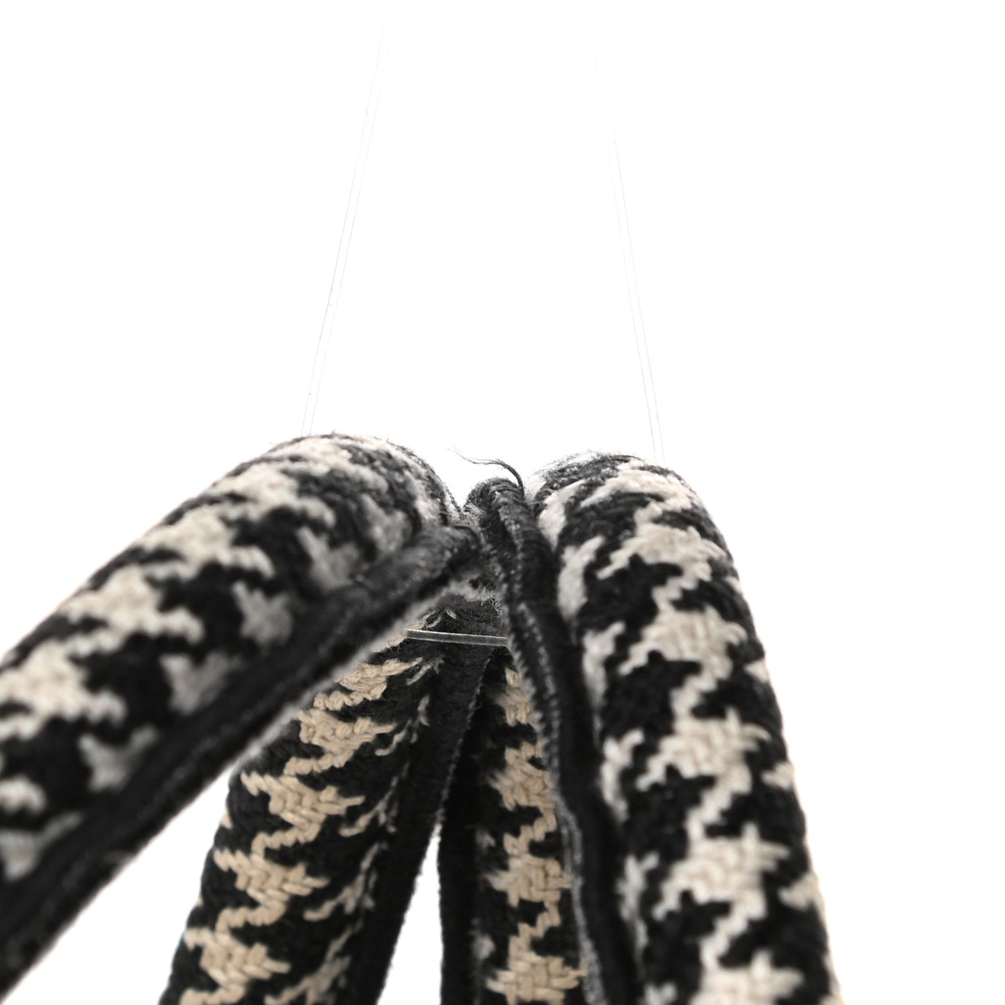 Canvas Houndstooth Embroidered Book Tote Black White