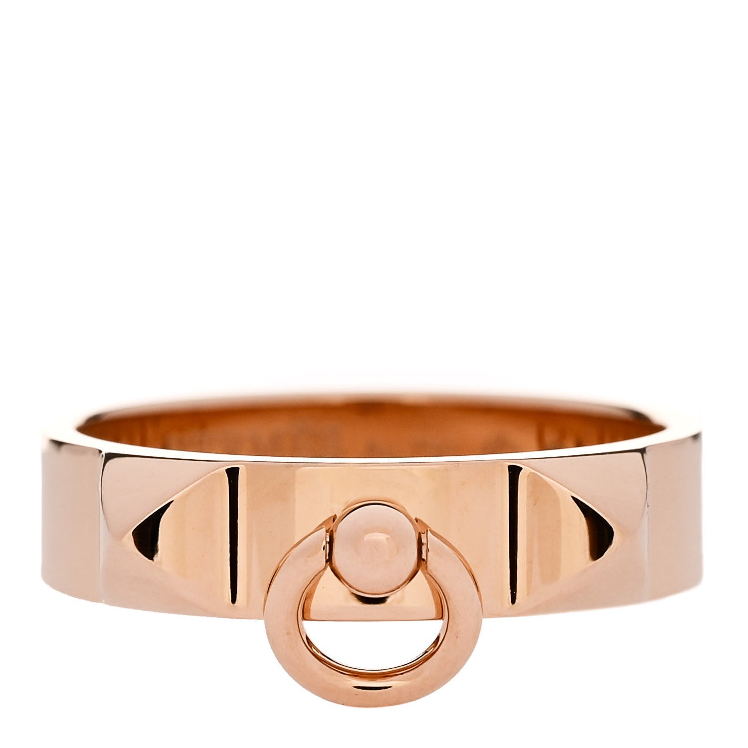 Hermes 18K Rose Gold PM Collier De Chien Ring 58 8.5 1 of 5
