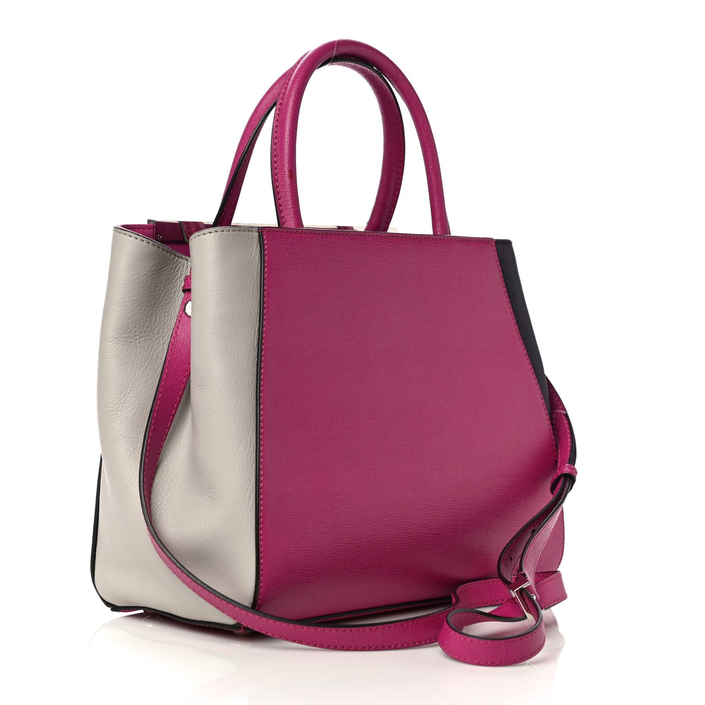 Vitello Elite Triangle Inlay Petite 2Jours Tote Magenta