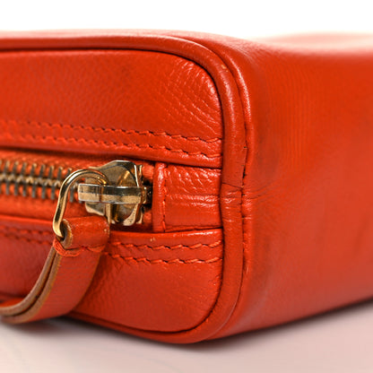 Chanel Grained Calfskin CC Button Medium Pouch Cosmetic Case Orange 9 of 15