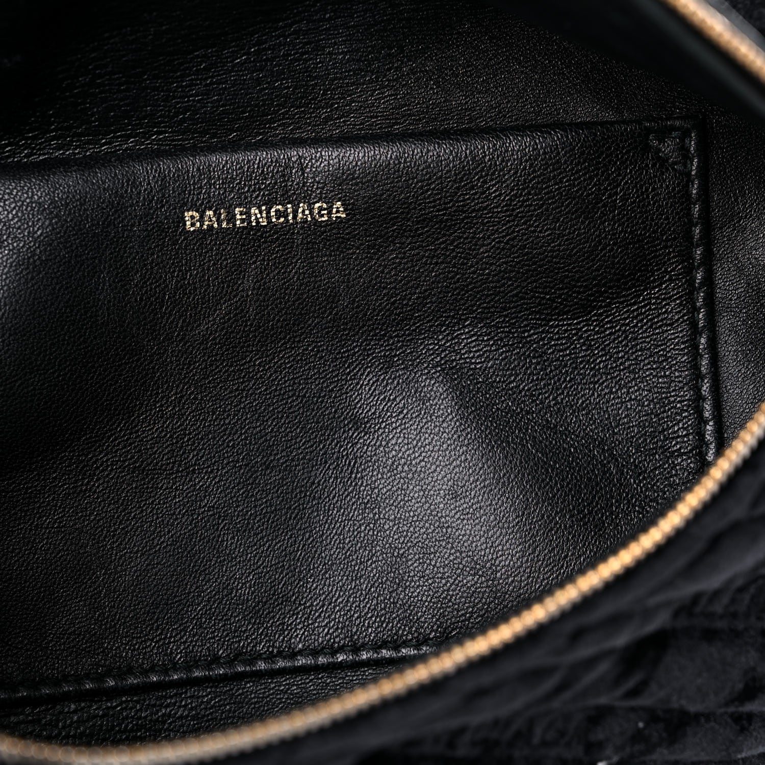 Balenciaga Crushed Velvet Logo Embossed XXS Souvenir Belt Bag Black 7 of 13