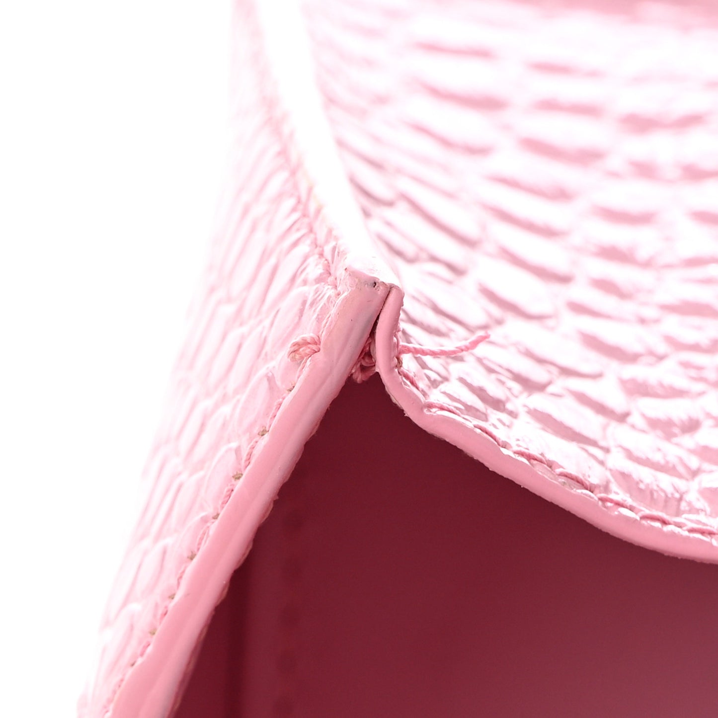 Shiny Calfskin Crocodile Embossed Hourglass Top Handle Bag XS Candy Pink