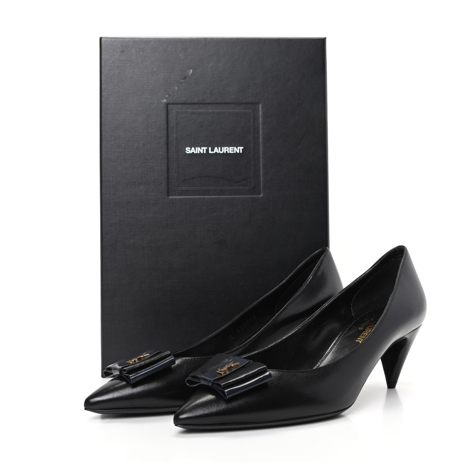 Saint Laurent Calfskin Bow Anais Pumps 37 Black 9 of 9