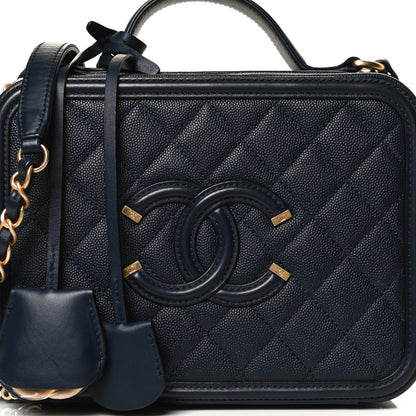 Chanel Caviar Quilted Medium CC Filigree Vanity Case Navy 8 of 12