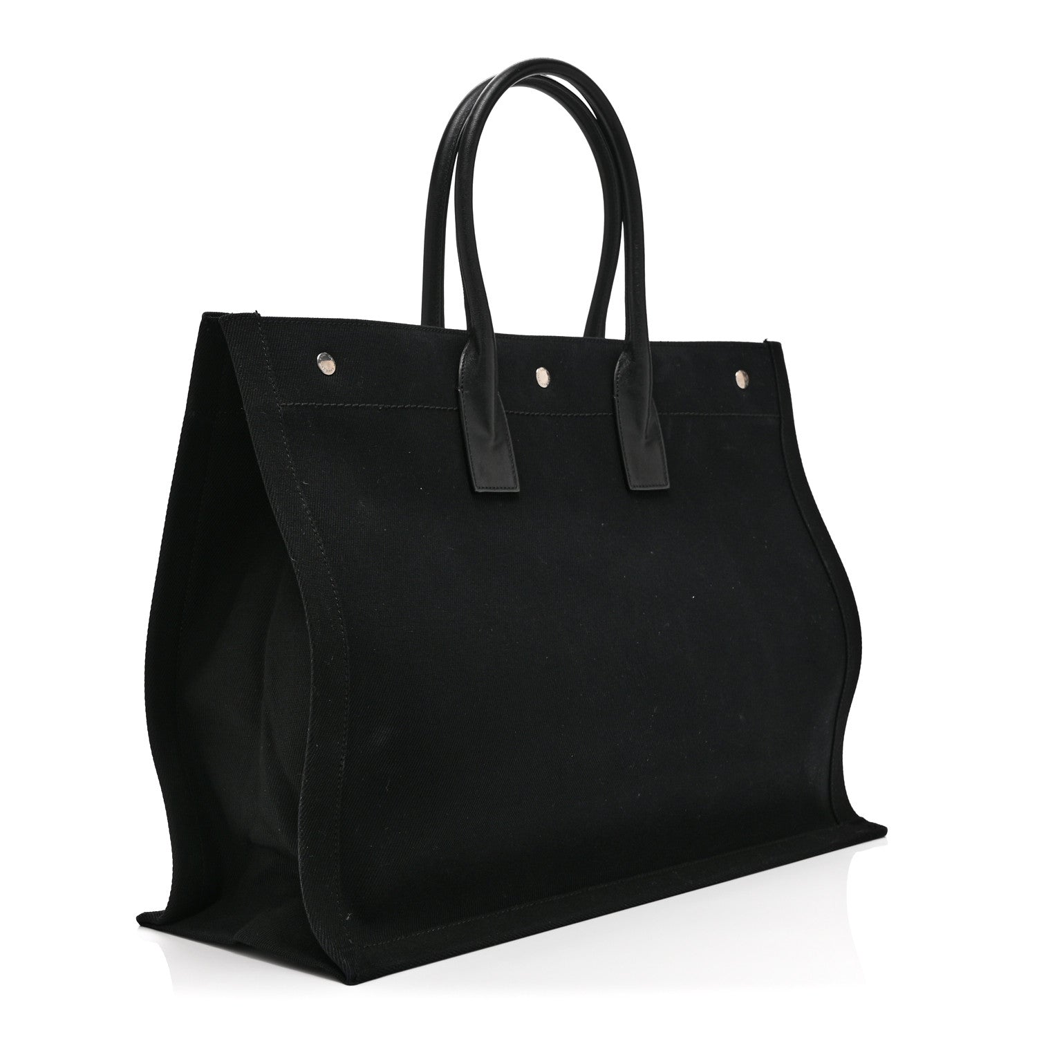 Saint Laurent Linen Calfskin Rive Gauche Tote Black 3 of 10