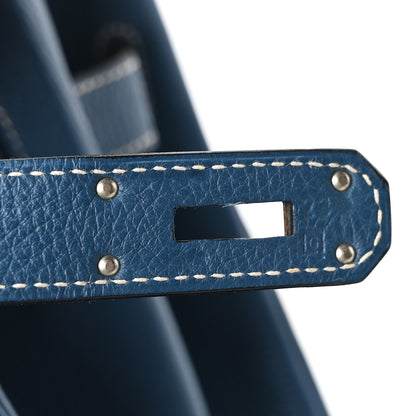 Hermes Taurillon Clemence Voyage Kelly 50  Bleu Agate 6 of 9