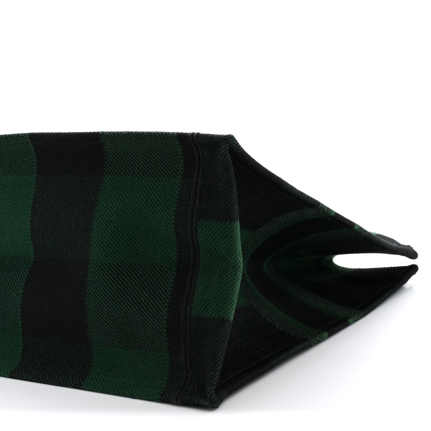 Christian Dior Canvas Embroidered Checkered Book Tote Black Green 10 of 12