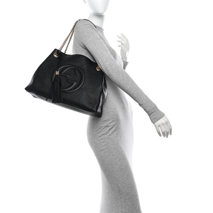 Gucci Pebbled Calfskin Medium Soho Chain Shoulder Bag Black 2 of 12