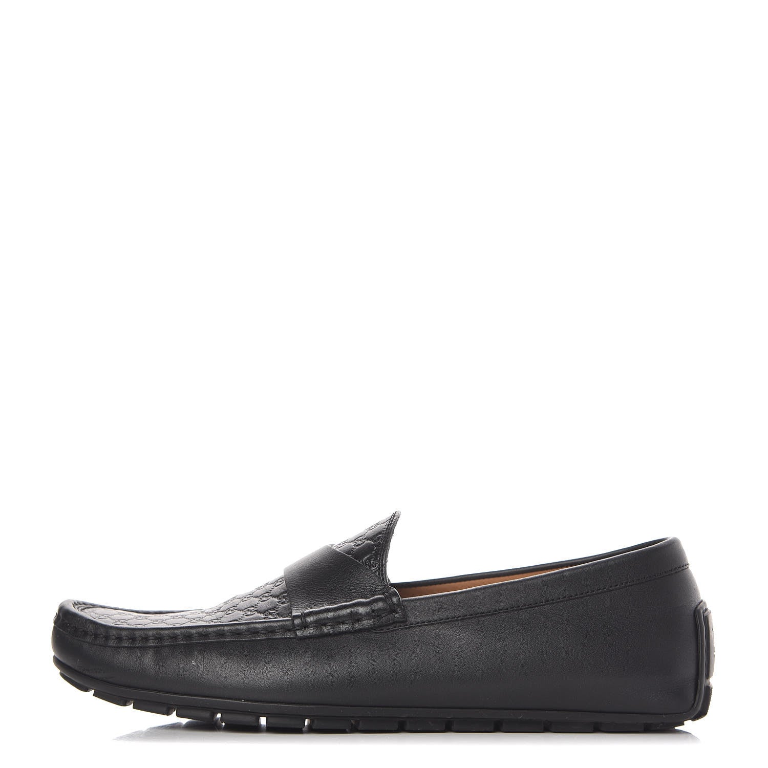 Gucci Guccissima Calfskin Mens Driver Loafers 7 Black 1 of 19