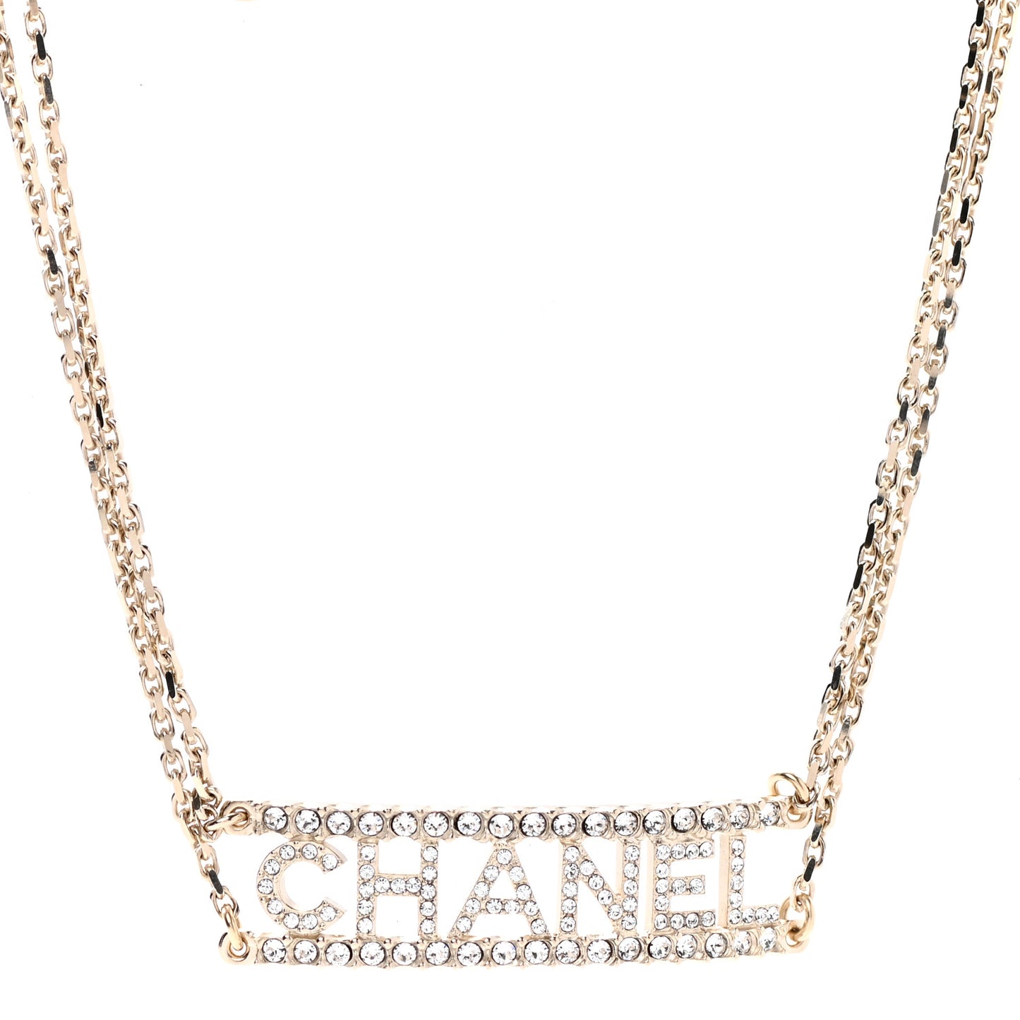 Metal Crystal Logo Choker Necklace Gold
