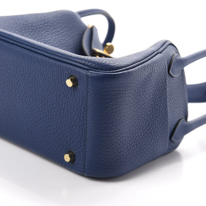 Hermes Taurillon Clemence Mini Lindy 20 Deep Bleu 7 of 11