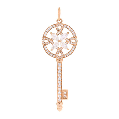 Tiffany 18K Rose Gold Diamond Victoria Round Key Pendant 1 of 4