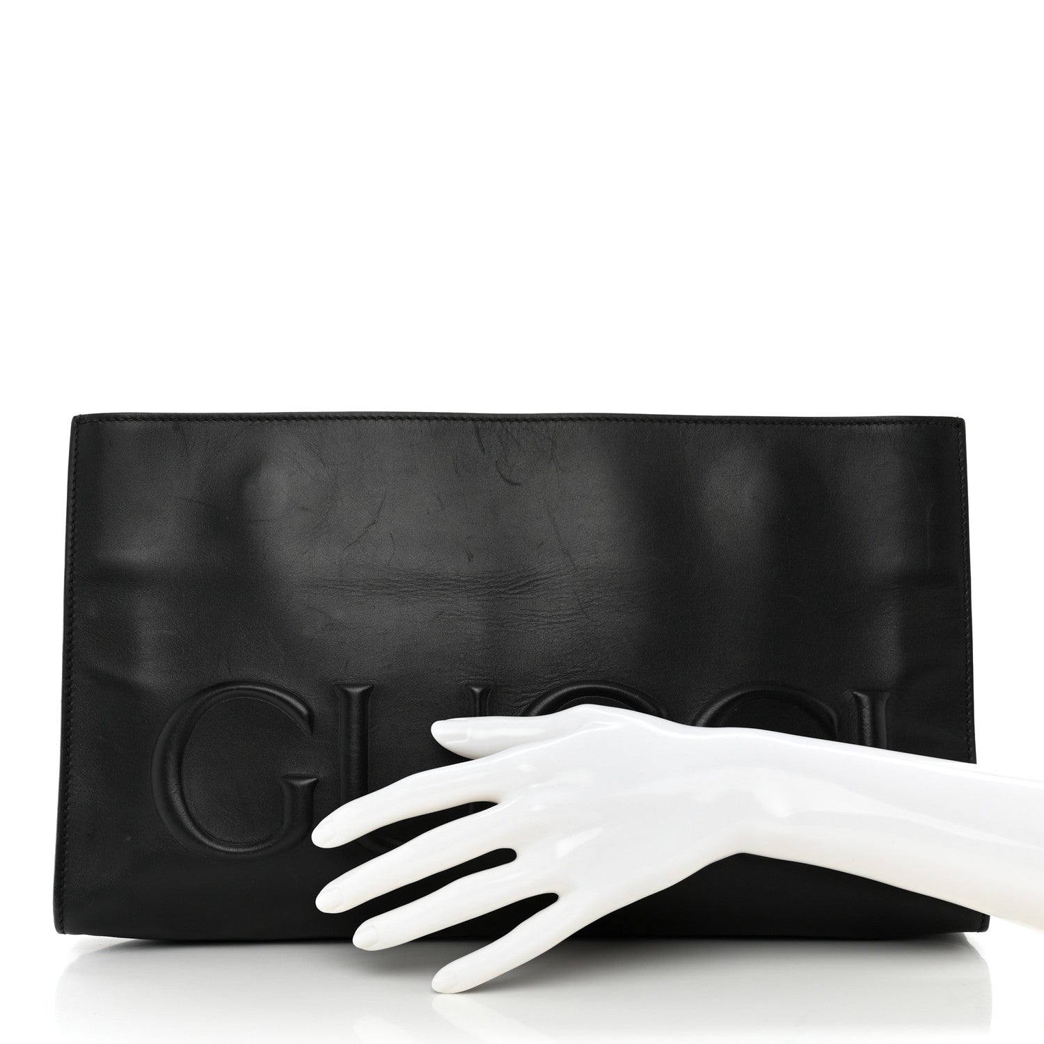 Gucci Calfskin Embossed XL Clutch Black 2 of 14