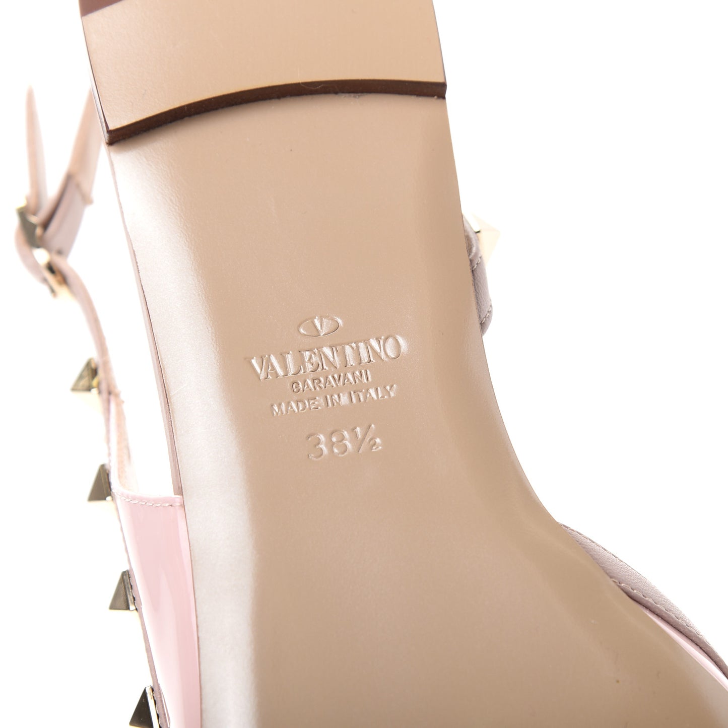 Patent Rockstud Slingback Flats 38.5 Water Rose Poudre