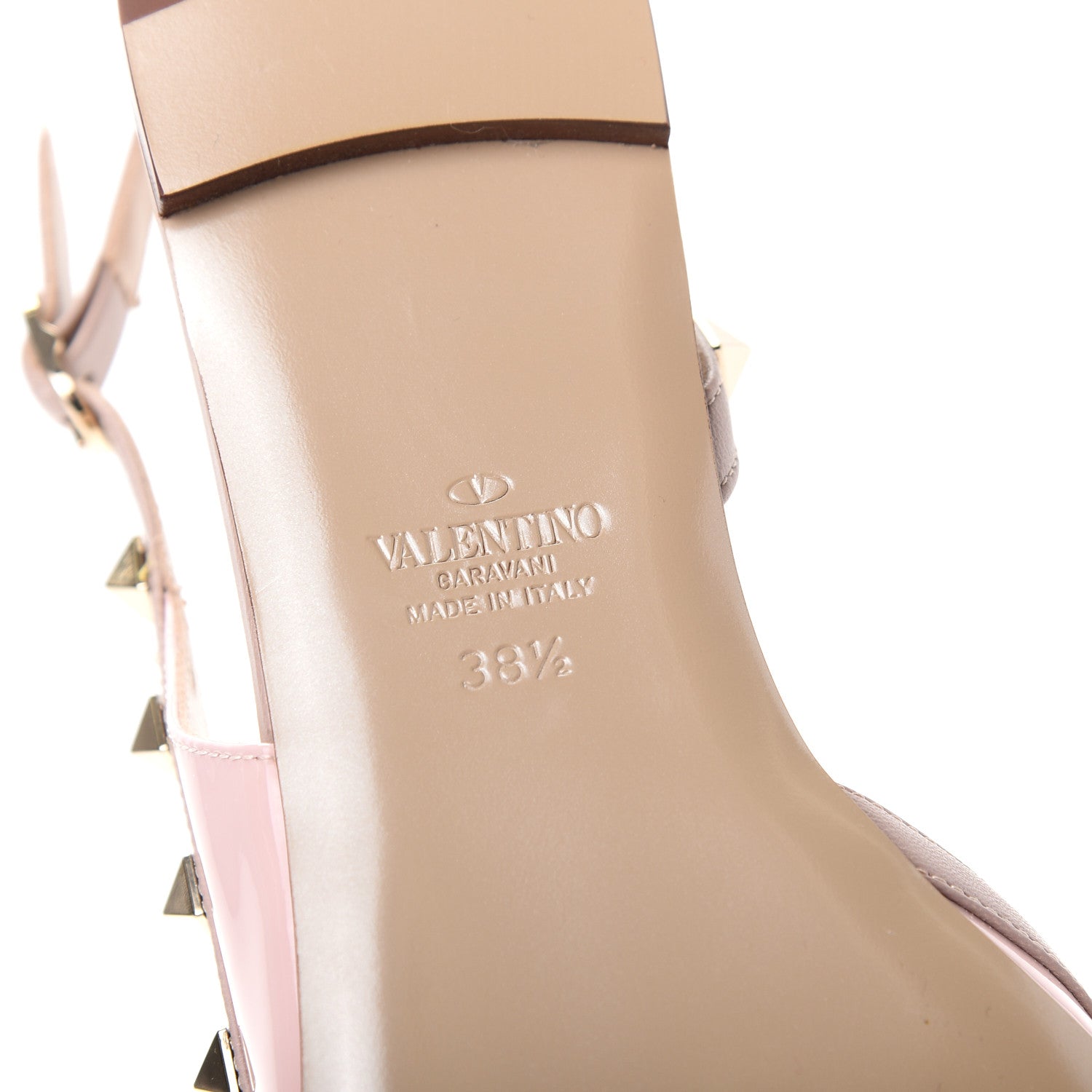 Valentino Garavani Patent Rockstud Slingback Flats 38.5 Water Rose Poudre 9 of 11