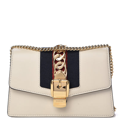 Gucci Calfskin Super Mini Sylvie Chain Shoulder Bag White 1 of 10