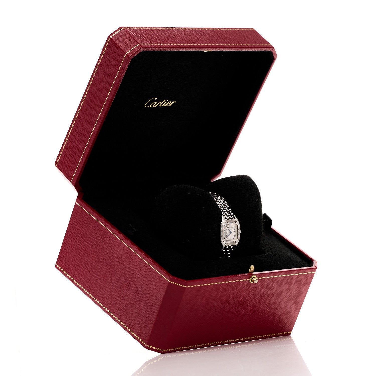 Cartier 18K White Gold Diamond Bezel 19mm Double Row Panthere Quartz Watch 5 of 5