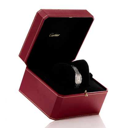 Cartier 18K White Gold Diamond Bezel 19mm Double Row Panthere Quartz Watch 5 of 5