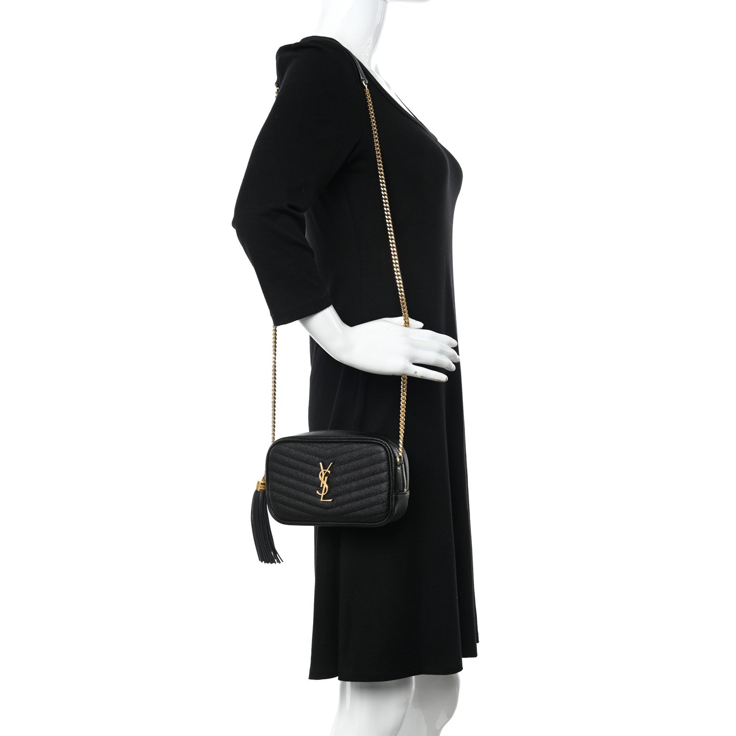 Saint Laurent Grain De Poudre Matelasse Monogram Mini Lou Camera Bag Black 2 of 10