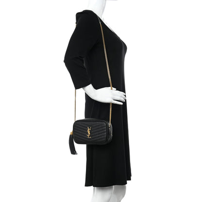Saint Laurent Grain De Poudre Matelasse Monogram Mini Lou Camera Bag Black 2 of 10