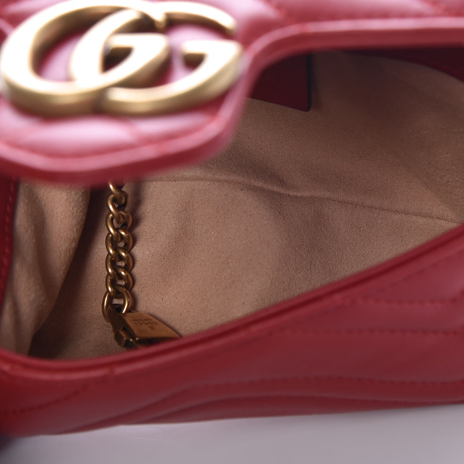Gucci Calfskin Matelasse Super Mini GG Marmont Shoulder Bag Hibiscus Red 5 of 8