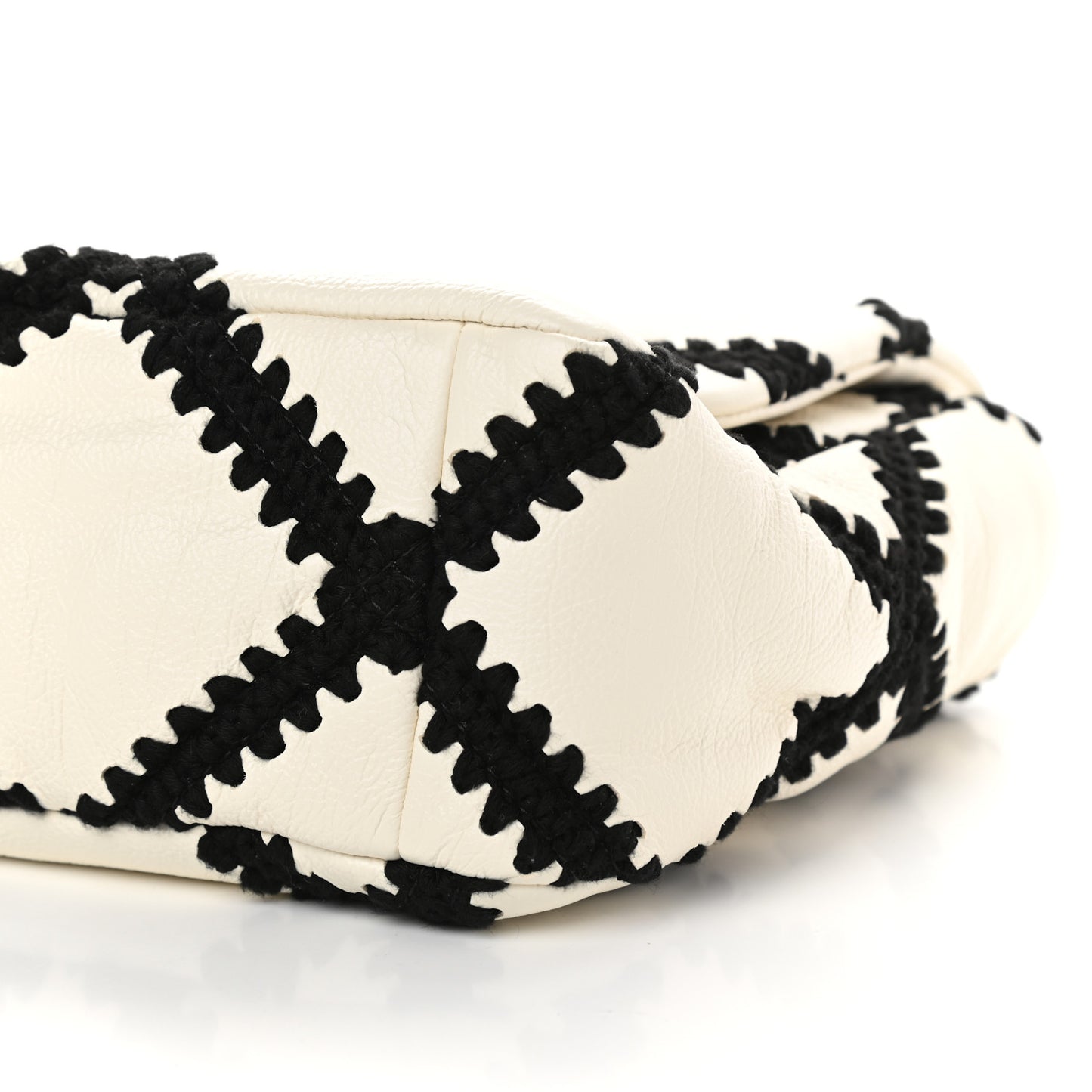 Calfskin Crochet Large Chanel 19 Flap White Black