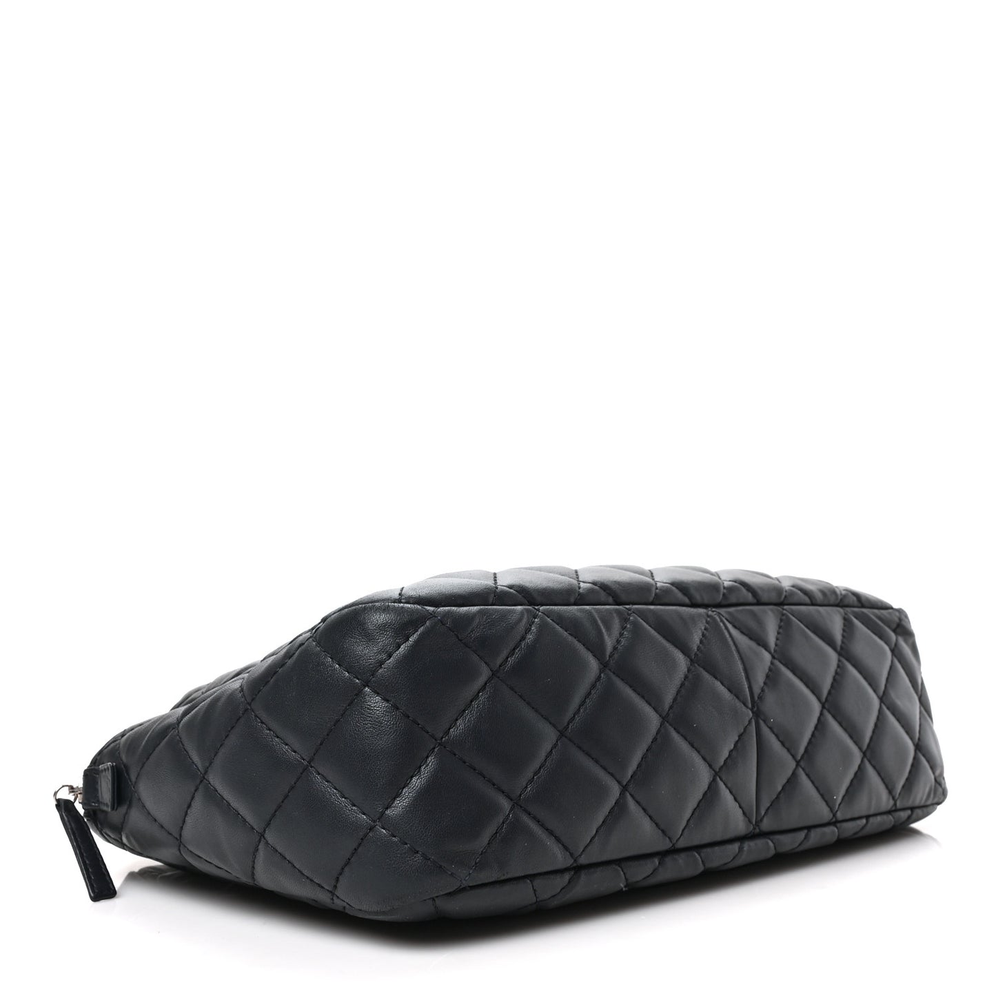 Lambskin Quilted Large Camera Case Navy Blue