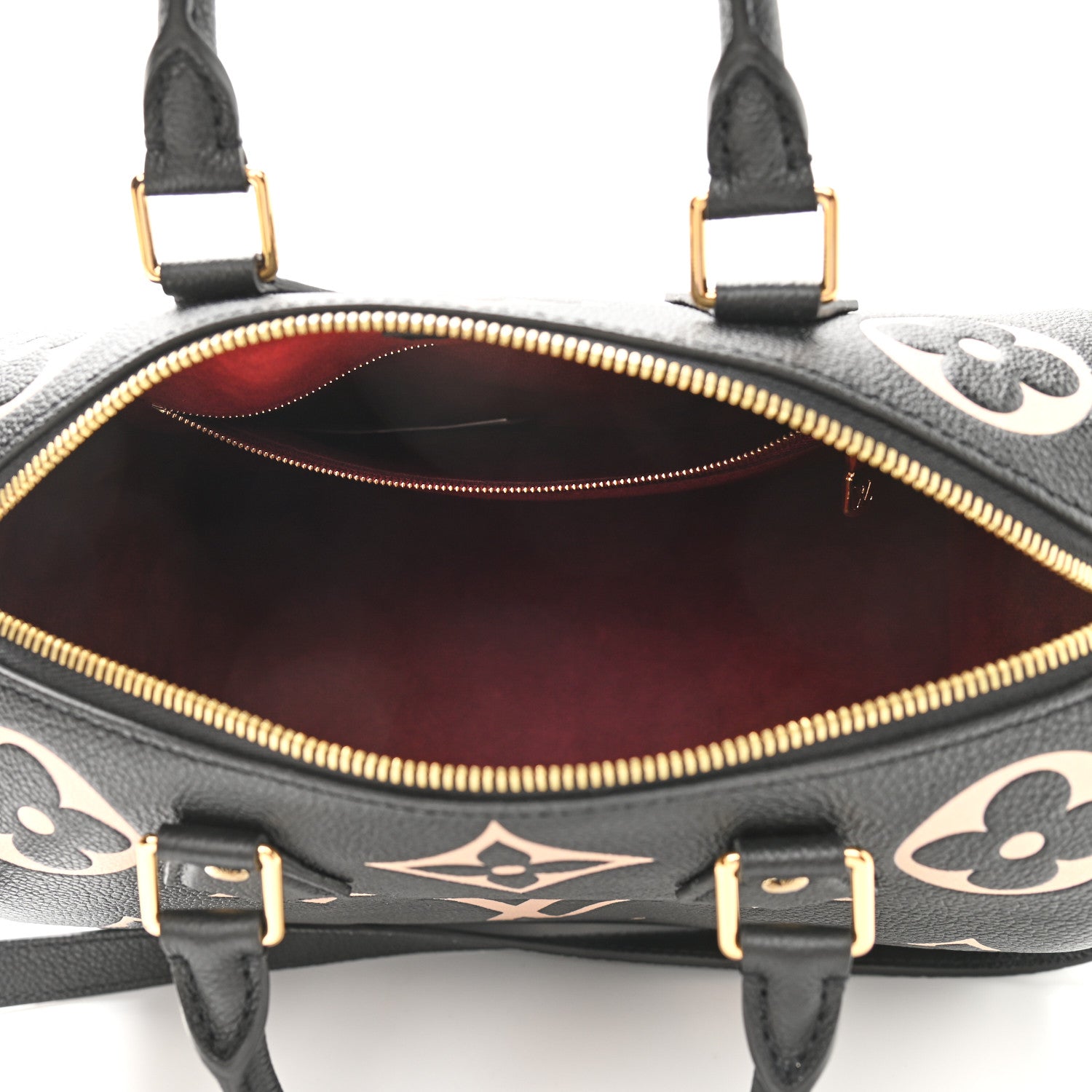 Louis Vuitton Empreinte Monogram Giant Speedy Bandouliere 25 Black Beige 7 of 10