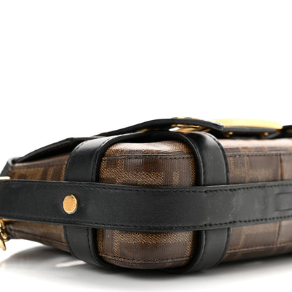 Fendi Glazed Fabric Vitello Century FF 1974 Mini Baguette Cage Mogano Panna Black 9 of 11