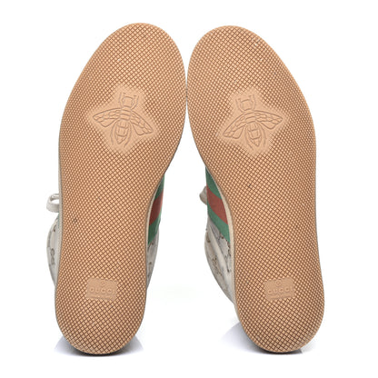 Gucci GG Monogram Nubuck Web Mens Screener High Top Sneakers 6 New Sand Dusty Milk Vintage Green 6 of 13