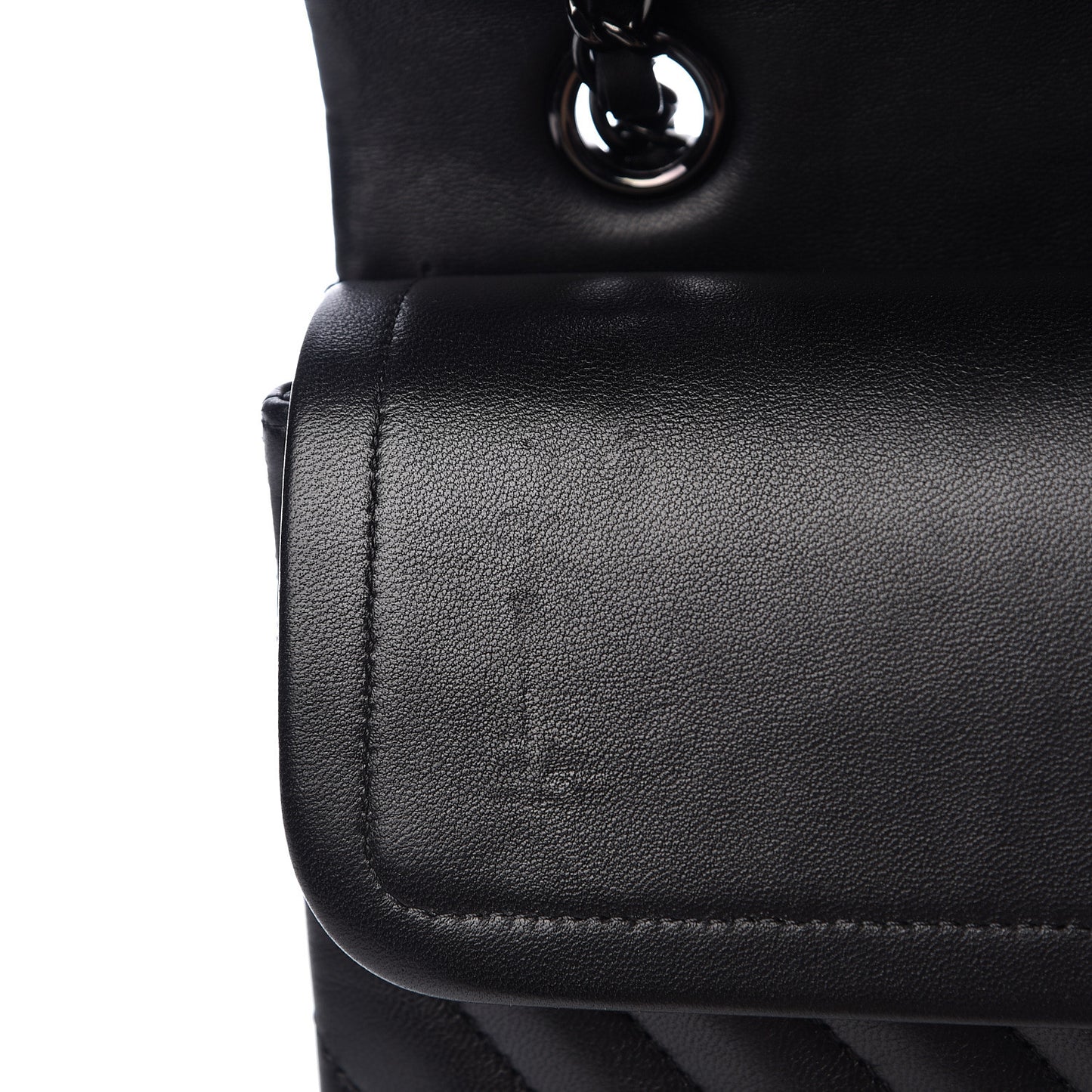 Lambskin Chevron Quilted Medium Double Flap So Black