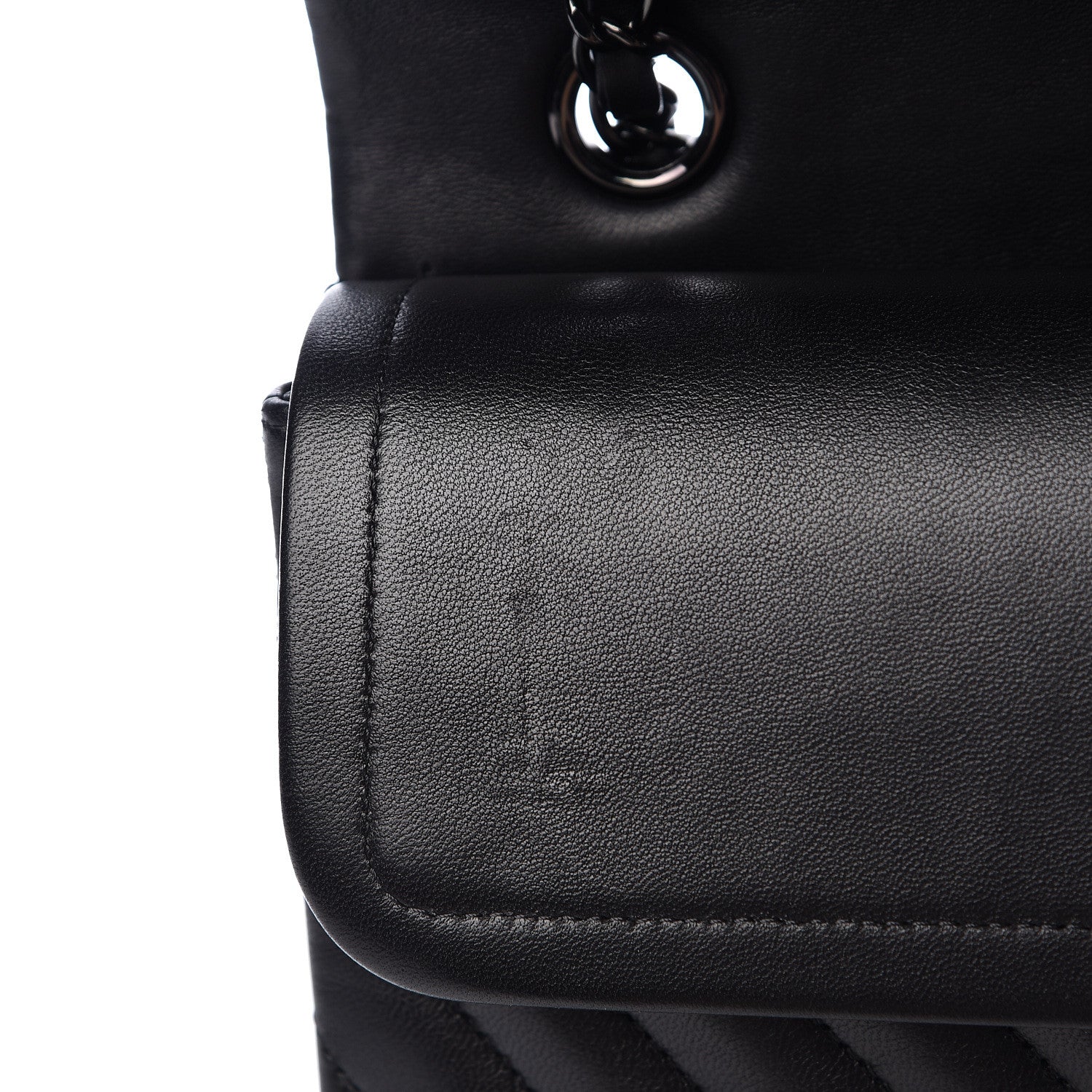 Chanel Lambskin Chevron Quilted Medium Double Flap So Black 9 of 13
