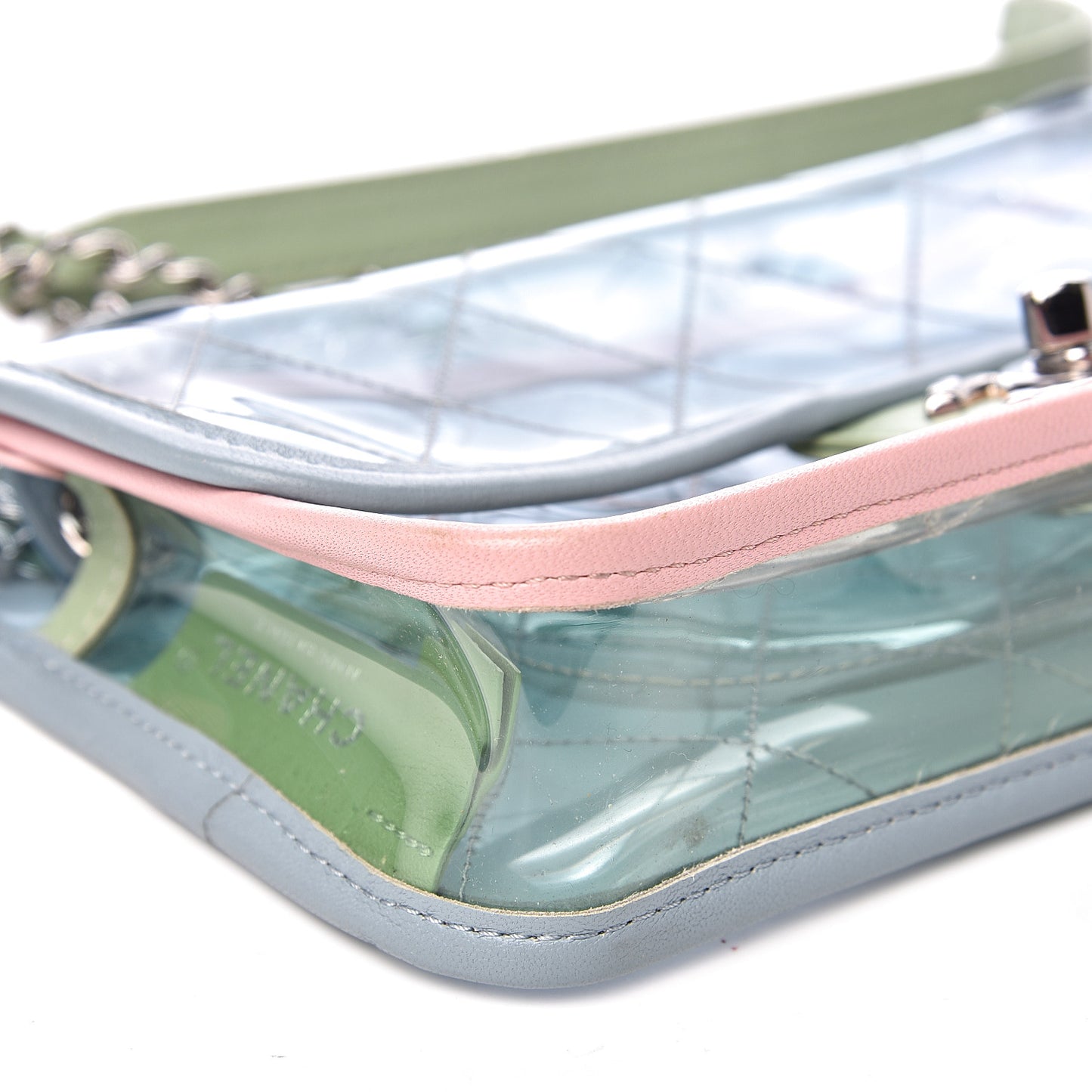 Lambskin PVC Quilted Mini Coco Splash Flap Blue Green
