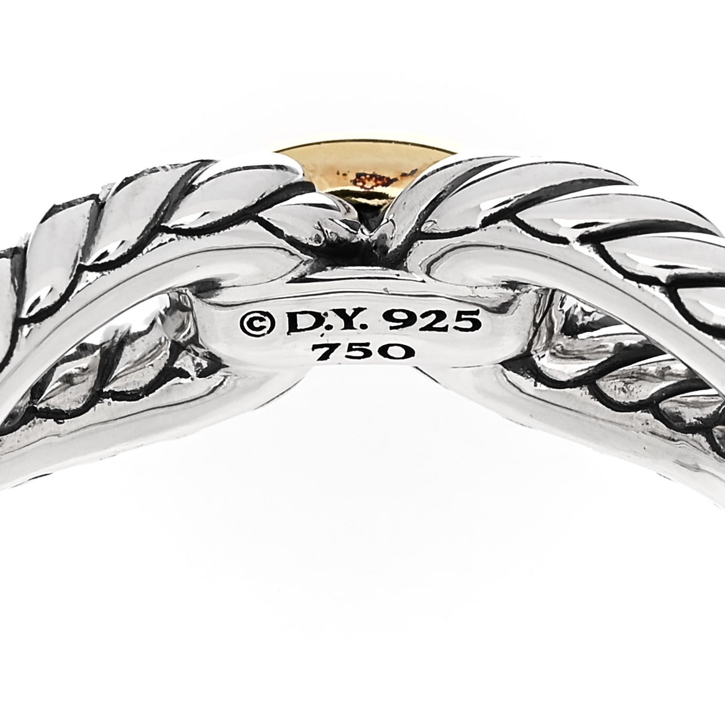 Sterling Silver 18K Yellow Gold Cable Loop Ring 56 7.5
