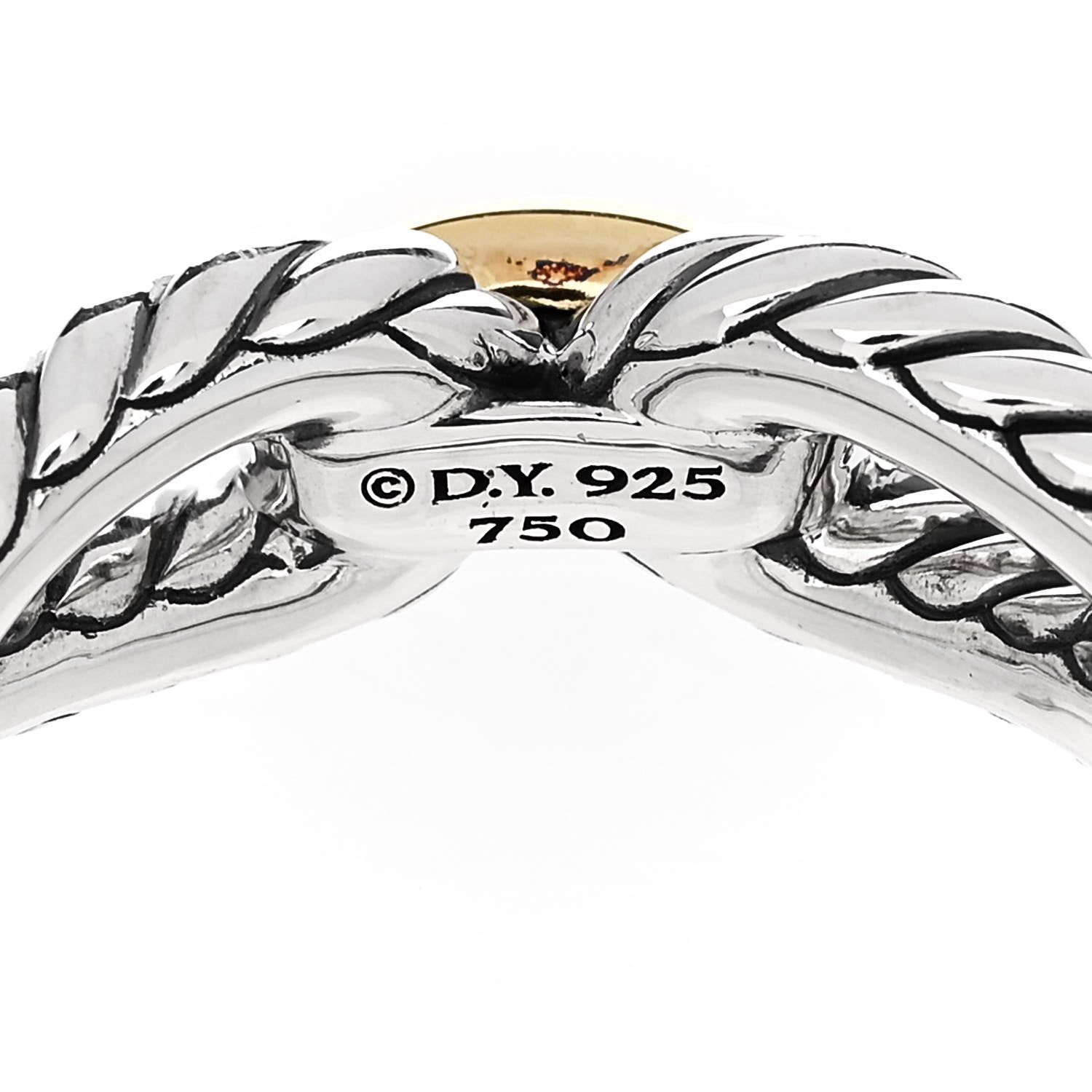 David Yurman Sterling Silver 18K Yellow Gold Cable Loop Ring 56 7.5 4 of 4