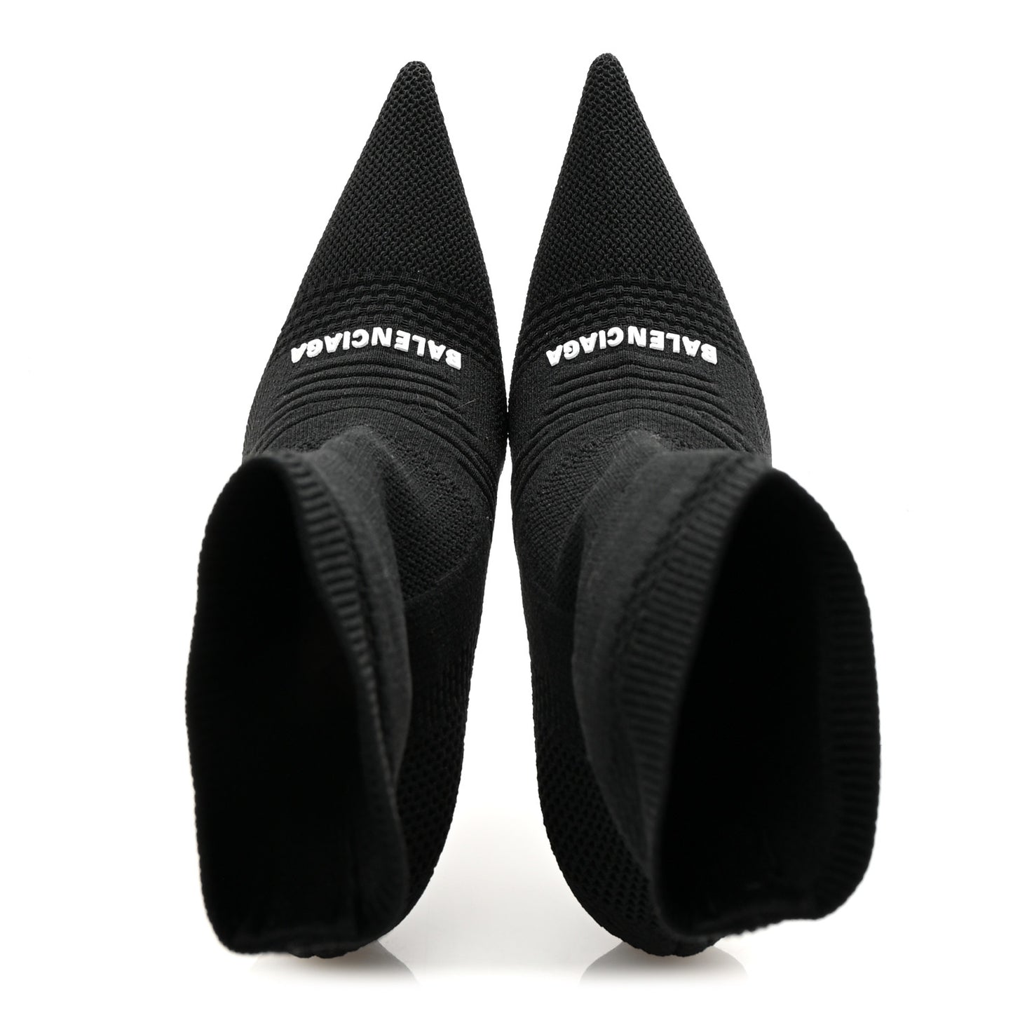 Textured Recycled Knit Logo Extreme Pointed Toe Knife 2.0 Booties 36 Black