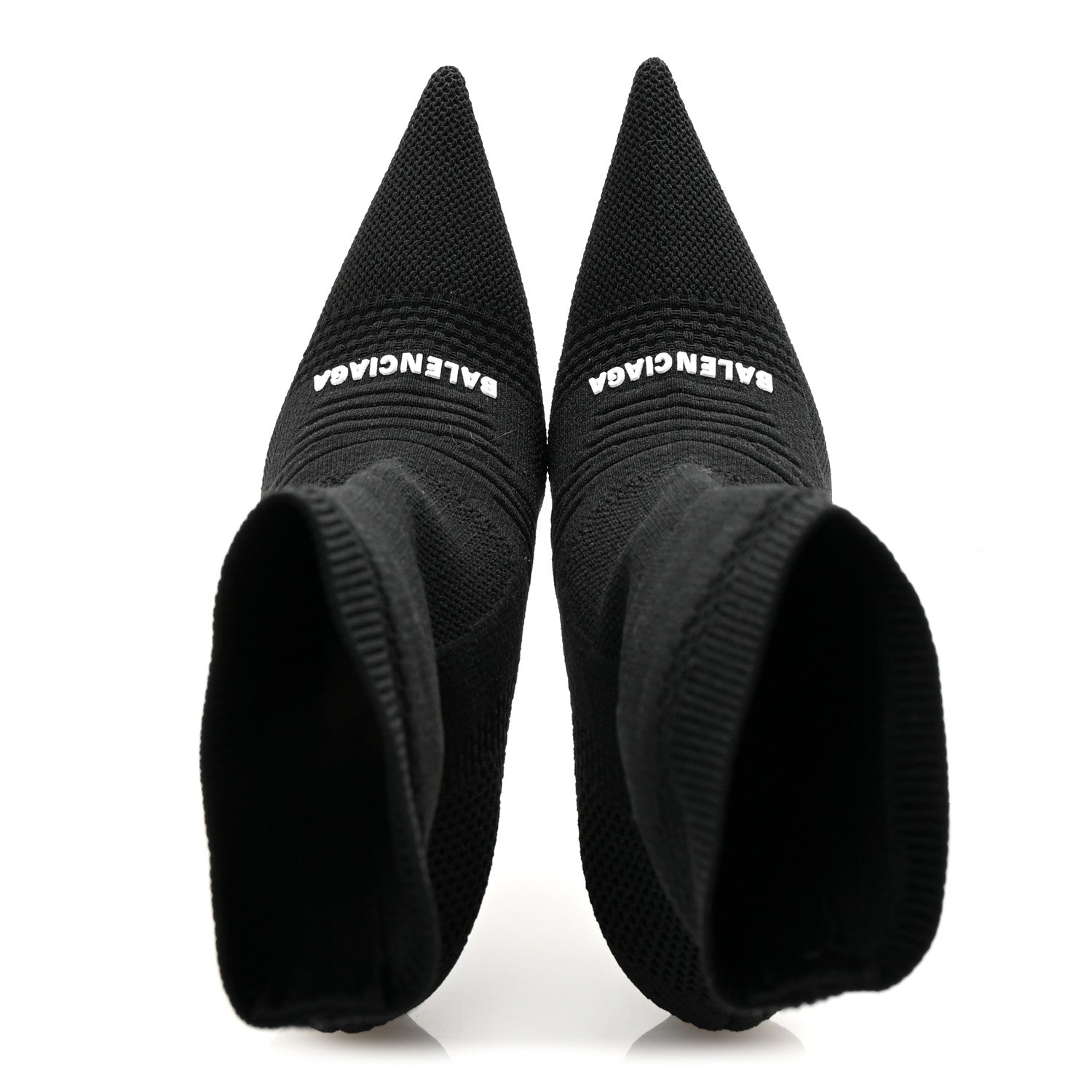 Balenciaga Textured Recycled Knit Logo Extreme Pointed Toe Knife 2.0 Booties 36 Black 2 of 8