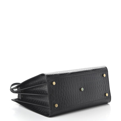 Saint Laurent Calfskin Crocodile Embossed Small Sac de Jour Black 4 of 10